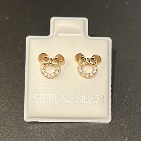 14k gold plated CZ Mouse Bow Earrings - Picture 3 of 9